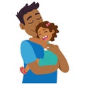 Isolated happy afroamerican dad with his daughter