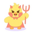 Isolated happy chick cartoon character with a devil costume Vector