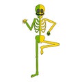 Isolated happy colored skeleton cartoon image