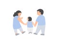 Isolated of happy family, parent and child walking and talking togeter. Flat vector illustration Royalty Free Stock Photo