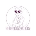 Isolated happy genderqueer person Vector