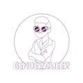 Isolated happy genderqueer person Vector