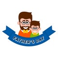 Isolated happy man with a son avatar. Father day