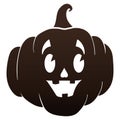 Isolated Happy Pumpkin with Toothless Smile Silhouette, Vector Illustration