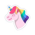 Isolated happy unicorn with lbgt colors