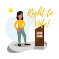 Isolated happy woman Right to vote Woman Day Vector