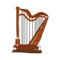 Isolated harp icon. Musical instrument