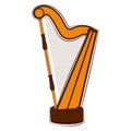 Isolated harp sketch. Musical instrument
