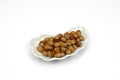 Isolated haselnuts on cap Royalty Free Stock Photo