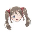 Isolated head of an anime character girl. Cartoon character