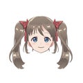 Isolated head of an anime character girl. Cartoon character