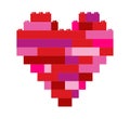 Isolated heart in building block toys