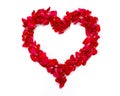 Isolated heart of red rose petals Royalty Free Stock Photo