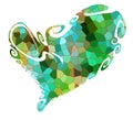 Isolated heart and playful green shapes, love image