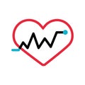 Isolated heart shape with a cardiogram medical icon Vector