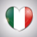 Isolated heart shape with the flag of Italy Royalty Free Stock Photo
