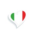 Isolated heart shape with the flag of Italy Vector Royalty Free Stock Photo