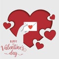 Isolated heart shape with hand holding letter Happy valentine day Vector
