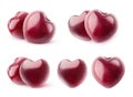 Isolated heart shaped cherries Royalty Free Stock Photo