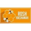 Isolated honey bee rosh hashanah banner