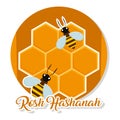 Isolated honey bee rosh hashanah logo