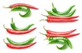 Isolated hot peppers collection Royalty Free Stock Photo