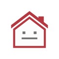 Isolated house with a emotionless text face