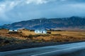 Isolated house in Iceland on the golden circle route. Remote living and self isolation travel abstract Royalty Free Stock Photo