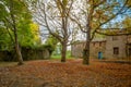 Isolated house in the woods in autumn, Italy Royalty Free Stock Photo