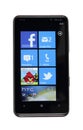 Isolated HTC HD7 running Windows Phone 7 Royalty Free Stock Photo