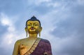 Isolated huge buddha golden statue from different perspective with moody sky at evening Royalty Free Stock Photo