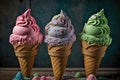 Isolated ice cream cones.