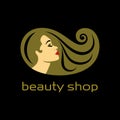 Hair salon logotype. Woman silhouette. Royalty Free Stock Photo