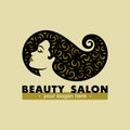 Hair salon logotype. Woman silhouette. Royalty Free Stock Photo