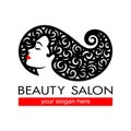 Hair salon logotype. Woman silhouette. Royalty Free Stock Photo