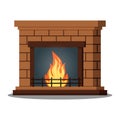 Isolated icon of fireburning fireplace closeup on white background Royalty Free Stock Photo