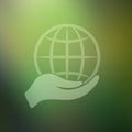 Isolated icon of a human hand holding a globe, the symbol of save planet earth Royalty Free Stock Photo