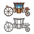 Isolated icons for fairytale carriage or chariot