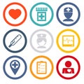 Isolated icons set Medical care and health