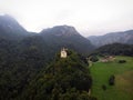 Isolated idyllic remote chapel church Sankt St Pankraz on rock hill Bad Reichenhall Berchtesgadener Land Bavaria