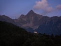 Isolated idyllic remote rural alpine filial church chapel Heiliger Antonius Sulzkogel mountain in Oetzerau Tyrol Austria