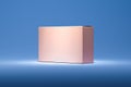 Isolated pink realistic cardboard box on blue background. 3d rendering. Royalty Free Stock Photo