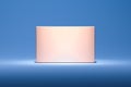 Isolated pink realistic cardboard box on blue background. 3d rendering. Royalty Free Stock Photo