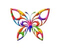 Isolated illustration of a butterfly consisting of colorful puzzle pieces on white background