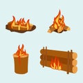 Isolated illustration of campfire logs burning bonfire and firewood stack vector Royalty Free Stock Photo