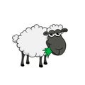 Isolated illustration of a cartoon sheep eating grass Royalty Free Stock Photo