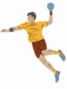 Isolated illustration of handball player, vector drawing