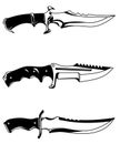 Isolated illustration of knives. Knife logo. Steel arms. Hunting knife.