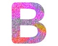 Isolated illustration of the letter B composed of colorful glitter on white background