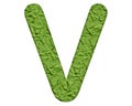 Isolated illustration of the letter composed of wrinkled green fabric texture